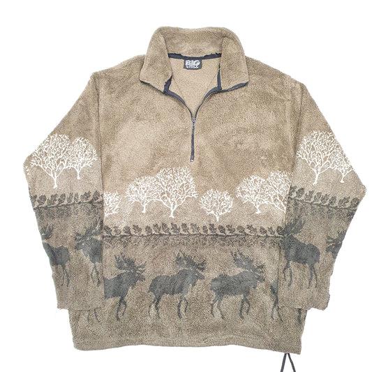 Mens Brown Big Chill Moose Woods Forest Full Zip Jumper