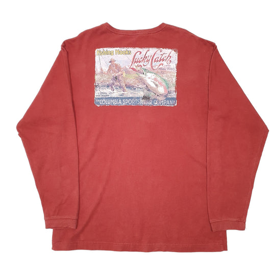 Mens Burgundy Columbia Sportswear Lucky Catch Fishing Long Sleeve T Shirt