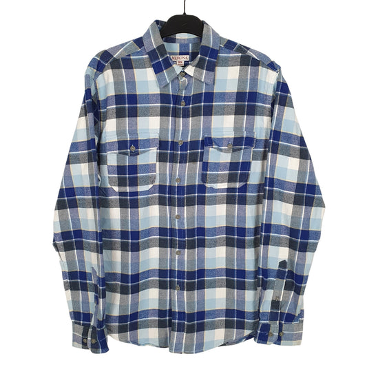Merona Flannel Shacket Long Sleeve Regular Fit Check Shirt Blue