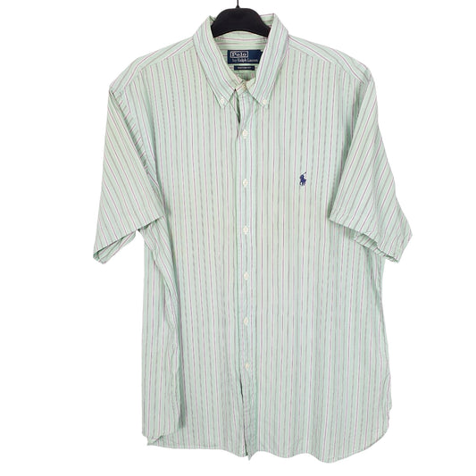 Ralph Lauren Short Sleeve Custom Fit Striped Shirt Green