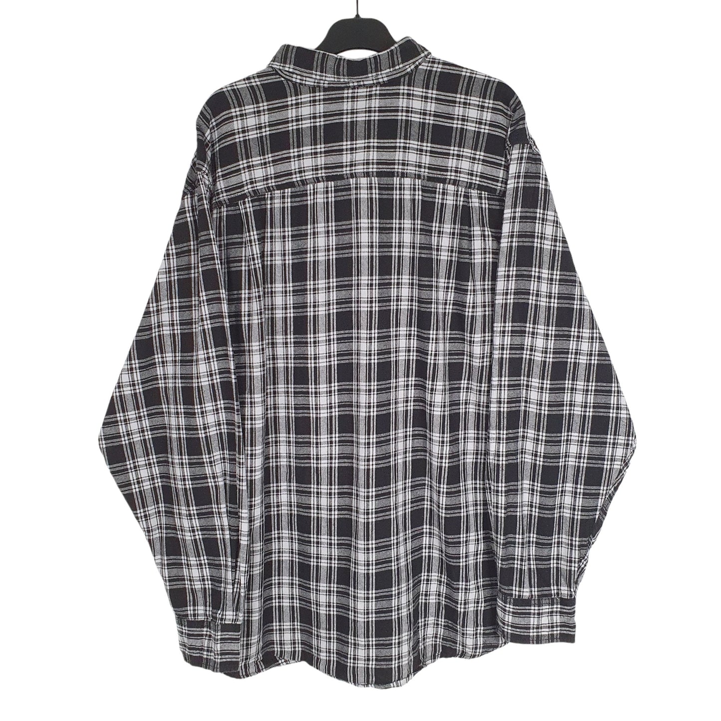 Faded Glory Flannel Shacket Overshirt Long Sleeve Regular Fit Check Shirt Black