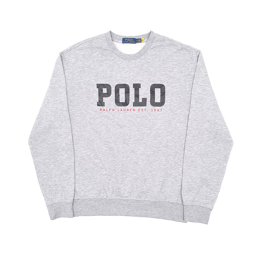 Mens Grey Polo Ralph Lauren Spellout Crewneck Jumper