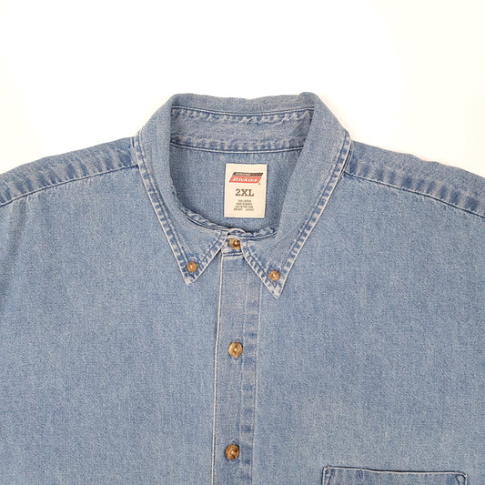 Mens Blue Dickies Denim Shacket Workwear Long Sleeve Shirt