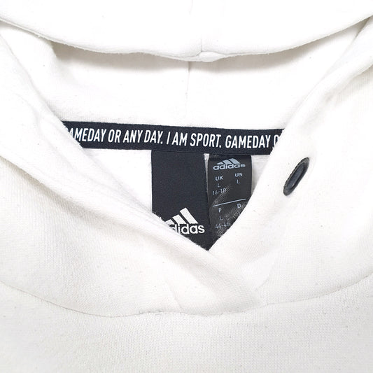 Mens White Adidas Hoodie Jumper