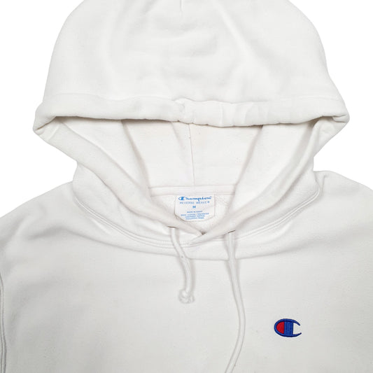 Mens White Champion Reverse Weave Hoodie Jumper