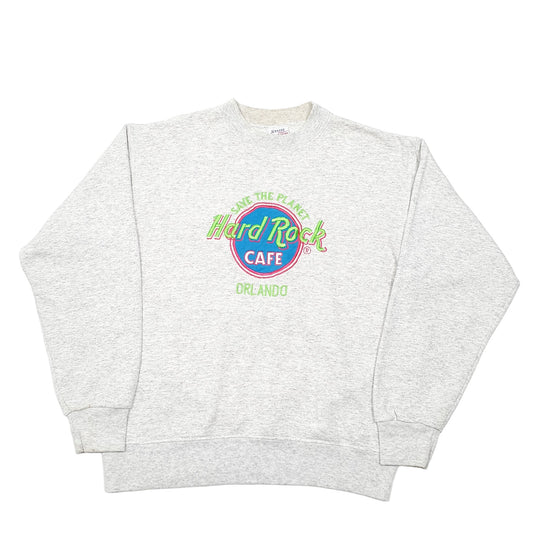Mens Grey Hard Rock Cafe Orlando Vintage Made In USA Crewneck Jumper