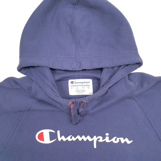 Mens Navy Champion Spellout Hoodie Jumper