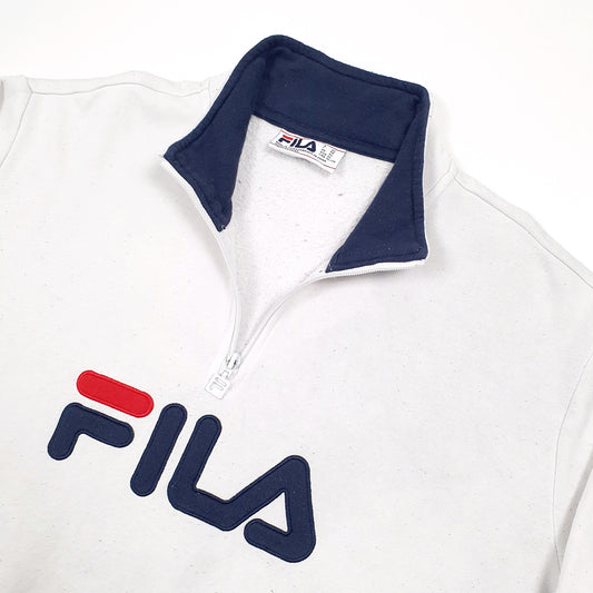 Fila Spellout Quarter Zip XL White