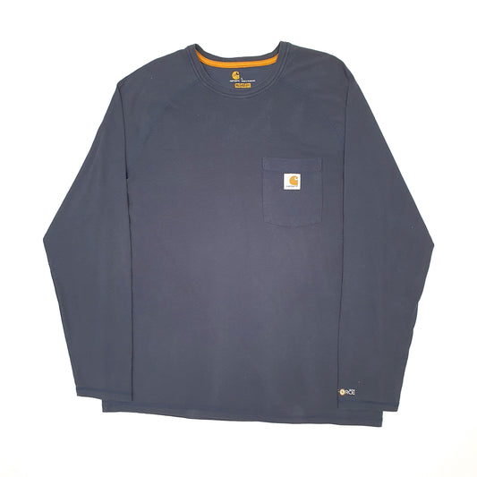 Mens Navy Carhartt Pocket Long Sleeve T Shirt