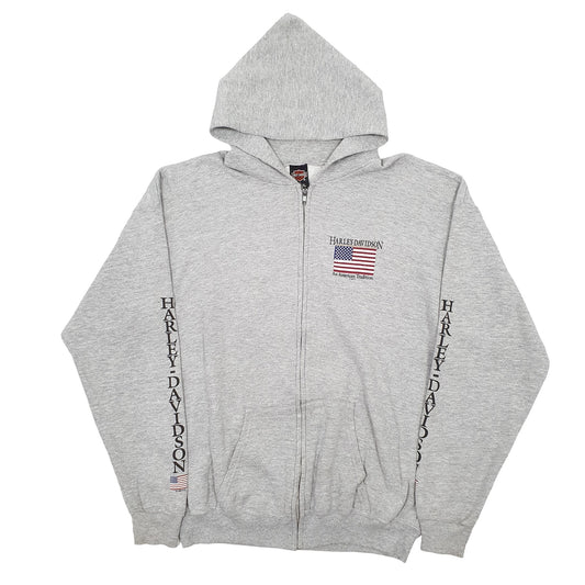 Mens Grey Harley Davidson St Paul Hoodie Motorcycles USA Full Zip Jumper