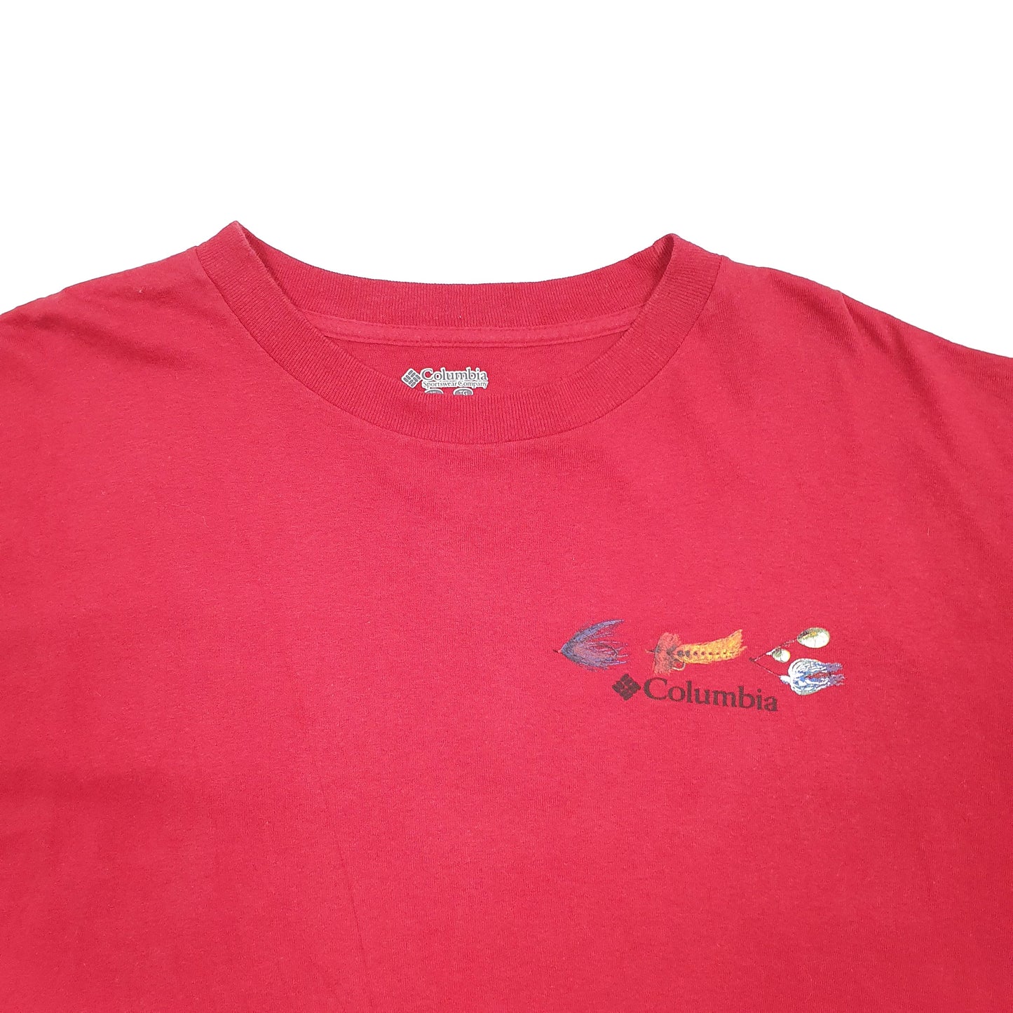 Mens Red Columbia Sportswear PFG Performance Fishing Gear Short Sleeve T Shirt