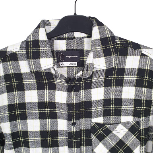 Original Use Flannel Shacket Long Sleeve Regular Fit Check Shirt Black