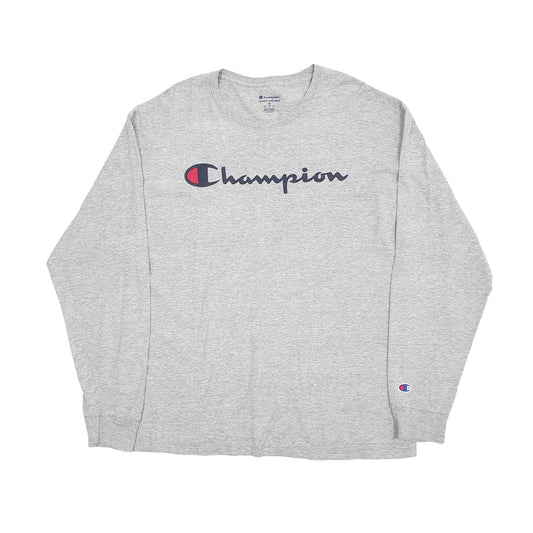 Champion Spellout Long Sleeve T Shirt Grey