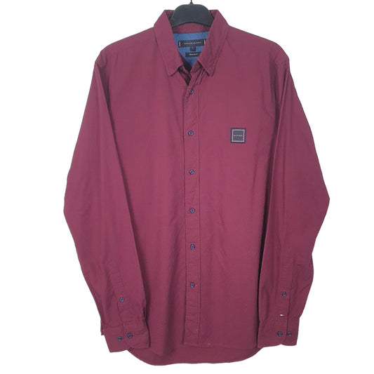 Mens Burgundy Tommy Hilfiger Long Sleeve Shirt