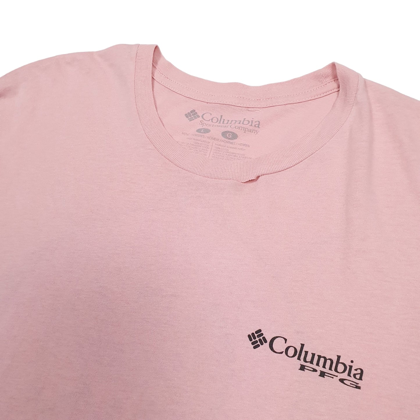 Mens Pink Columbia Sportswear Performance Fishing Gear PFG Short Sleeve T Shirt