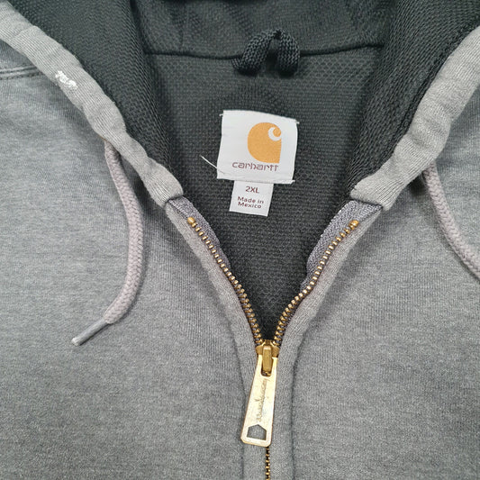 Mens Grey Carhartt Hoodie Thermal Lined Active Full Zip Jumper