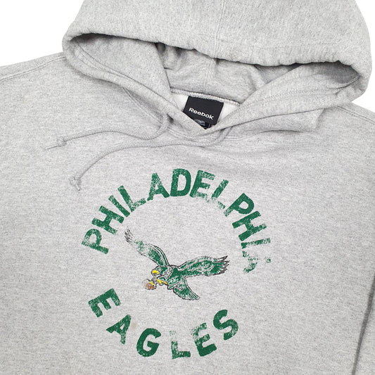 Mens Grey Reebok NFL Philadelphia Eagles Hoodie Jumper