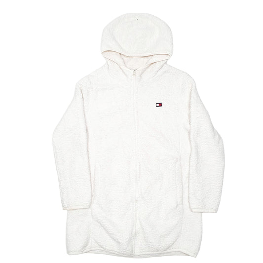 Womens White Tommy Hilfiger Hoodie Gown Long Full Zip Jumper