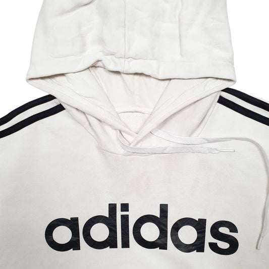 Mens Cream Adidas Spellout Hoodie Jumper