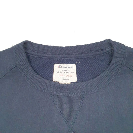 Womens Navy Champion Script Spellout Crewneck Jumper