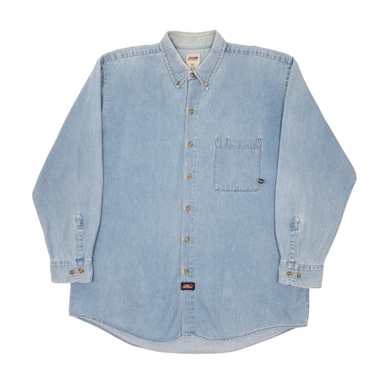 Mens Blue Dickies Denim Shacket Workwear Long Sleeve Shirt