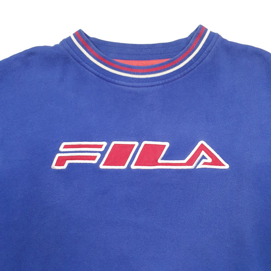 Mens Blue Fila Spellout Crewneck Jumper