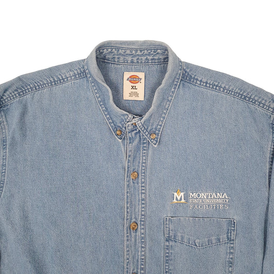 Mens Blue Dickies Denim Workwear Shacket Long Sleeve Shirt