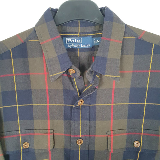 Ralph Lauren Flannel Overshirt Long Sleeve Regular Fit Check Shirt Khaki