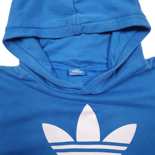 Womens Blue Adidas Spellout Hoodie Jumper