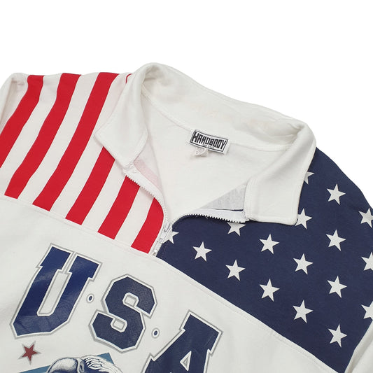 Hardbody USA Flag Eagle Quarter Zip XL White