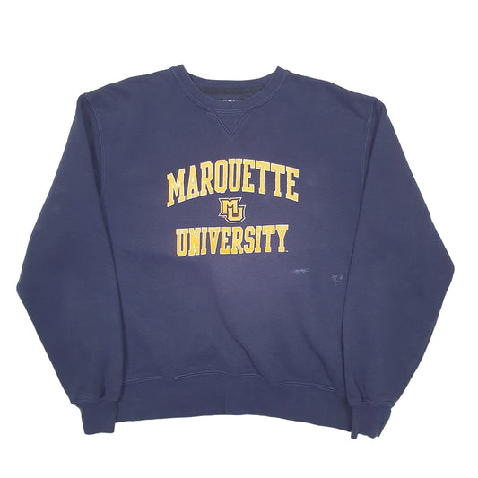 Mens Navy Unbranded Maquette University USA College Crewneck Jumper