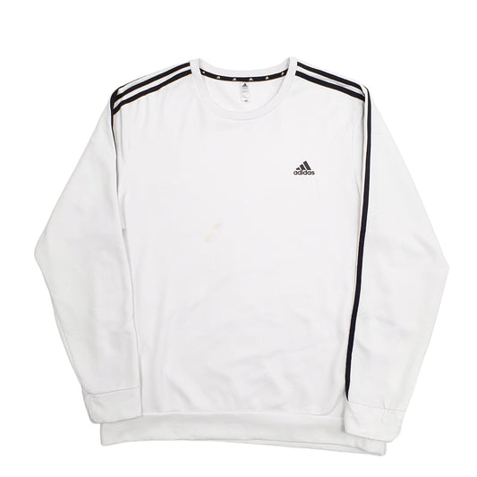 Mens White Adidas Crewneck Jumper