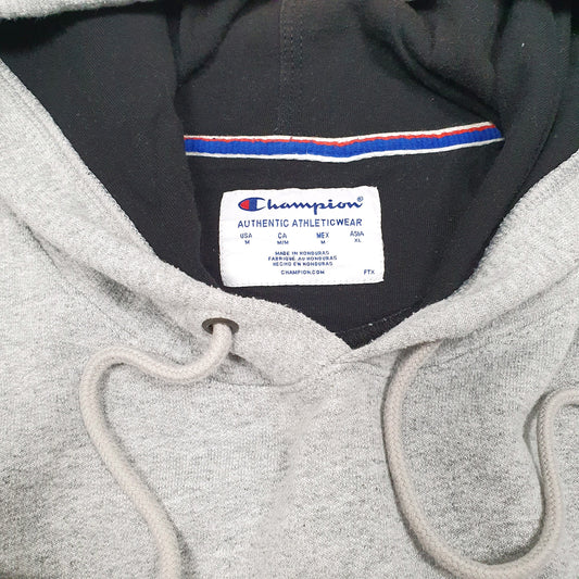 Mens Grey Champion Spellout Hoodie Jumper