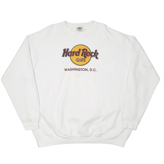 Mens White Hard Rock Cafe Sweatshirt Crewneck Jumper
