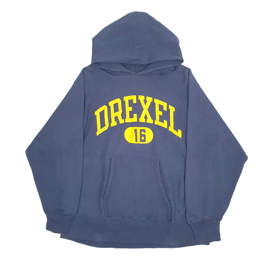 Mens Navy Champion 1980s Reverse Weave Warm Up Made in USA College Hoodie Jumper