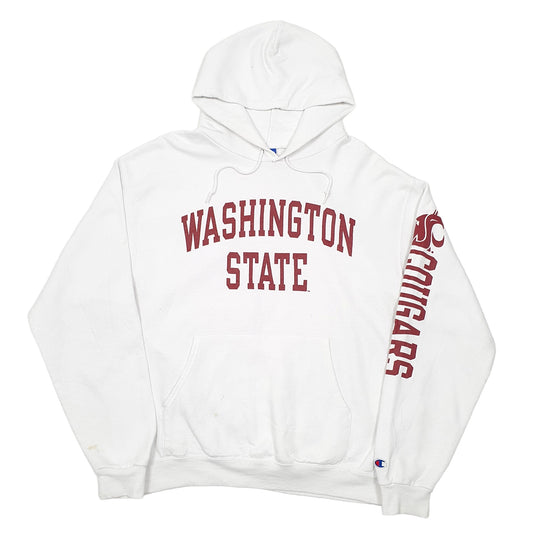 Mens White Champion Washington State College Hoodie Jumper