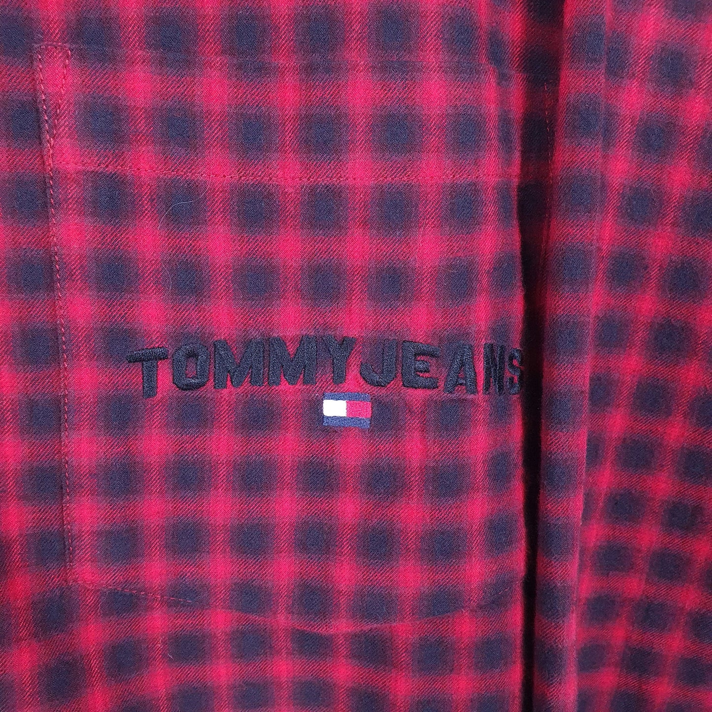 Tommy Hilfiger Flannel Overshirt Shacket Long Sleeve Regular Fit Check Shirt Red