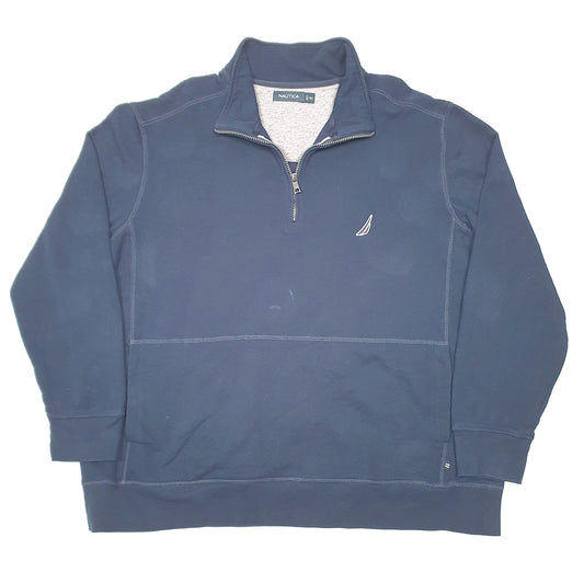 Mens Navy Nautica Quarter Zip Jumper