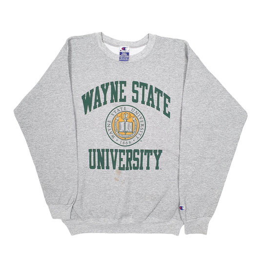 Mens Grey Champion USA College Wayne State University Crewneck Jumper