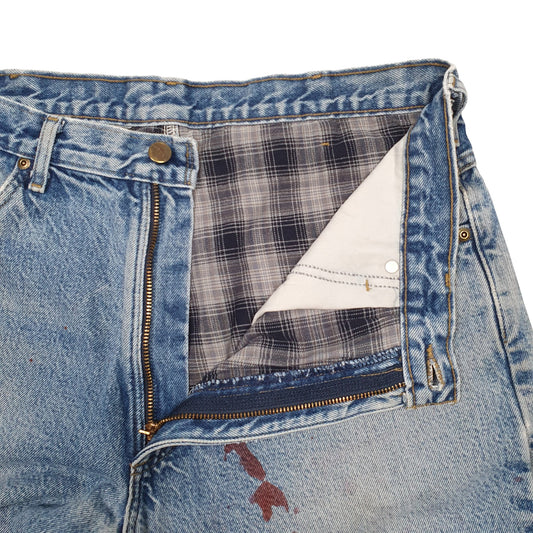 Mens Blue Carhartt Lined Winter Thermal Carpenter JeansW34 L30