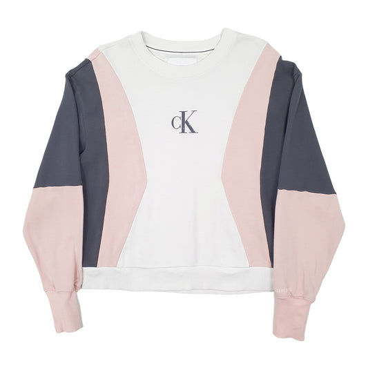 Womens White Calvin Klein Spellout Crewneck Jumper