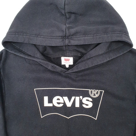 Mens Black Levis Spellout Hoodie Jumper