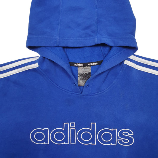 Mens Blue Adidas Spellout Hoodie Jumper