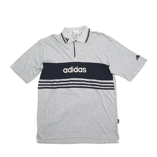 Adidas Spellout Short Sleeve Polo Shirt Grey