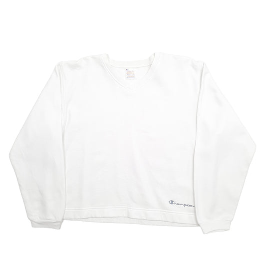 Womens White Champion Crewneck Jumper