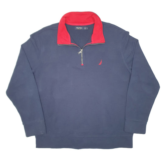 Mens Navy Nautica Quarter Zip Jumper