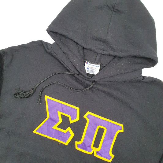 Mens Black Champion Sigma Pi USA College Frat Fraternity Hoodie Jumper