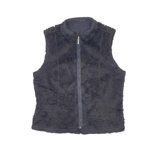 Womens Black Chaps Reversible Sheepskin Fluffy Gilet Jumper