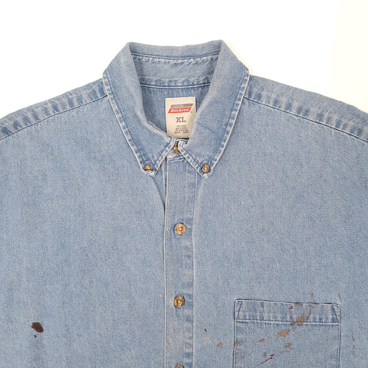 Mens Blue Dickies Workwear Denim Shacket Long Sleeve Shirt