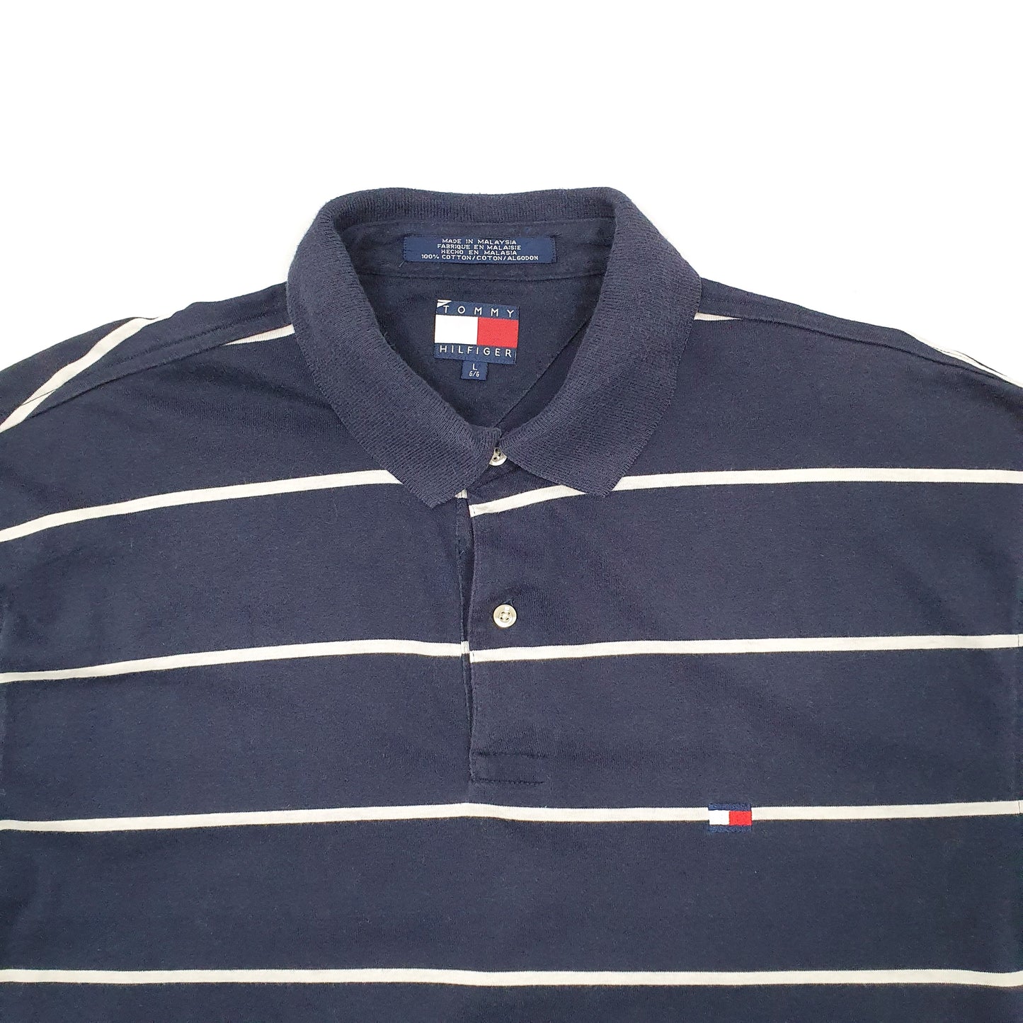 Mens Navy Tommy Hilfiger Striped Short Sleeve Polo Shirt